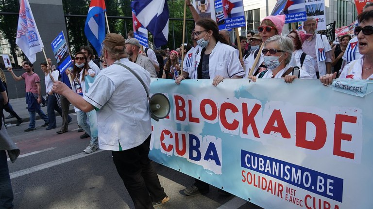 picture of anti-blockade protest