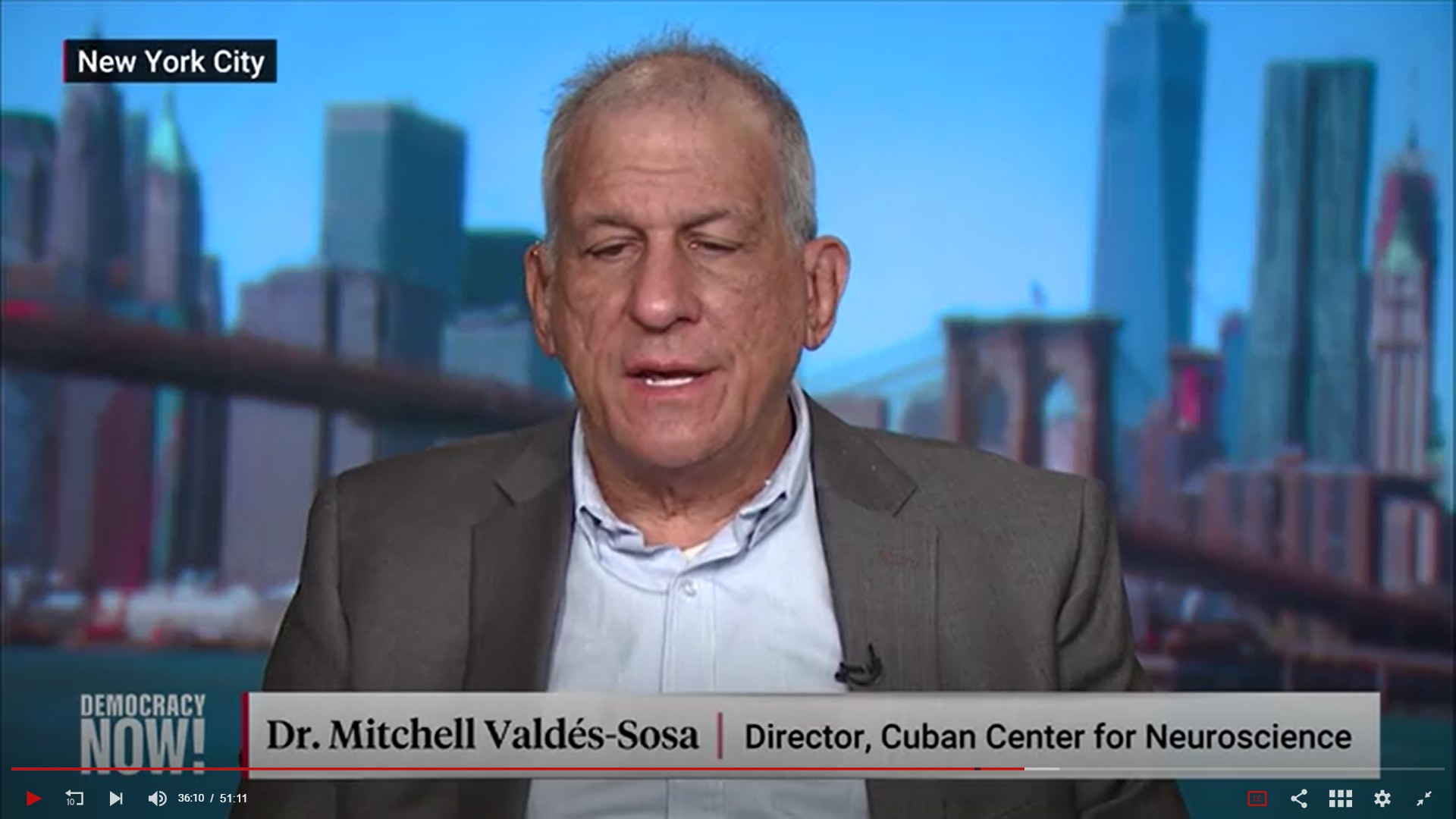 Screenshot: Dr. Valdes-Sosa on Democracy Now TV Show